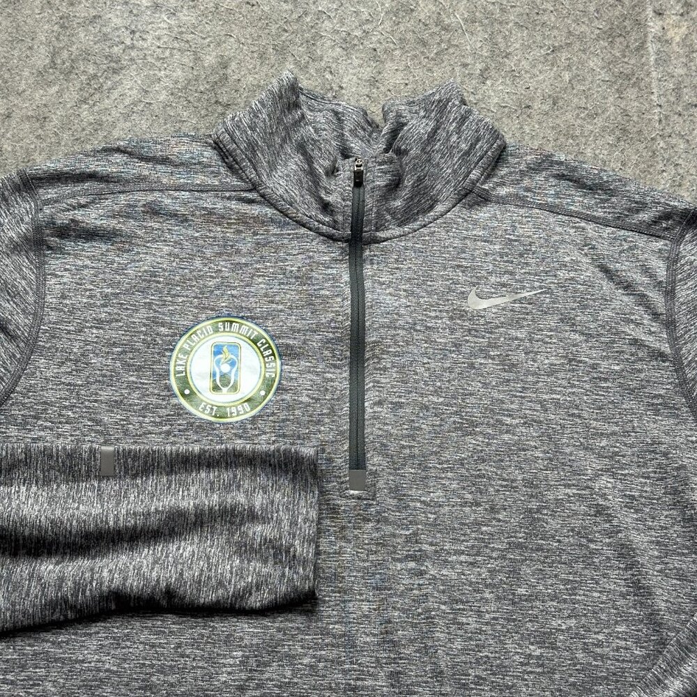 Nike DRI-FIT Element 1/4 Zip Running Pullover Shirt Men L Gray 30" Lake Placid
